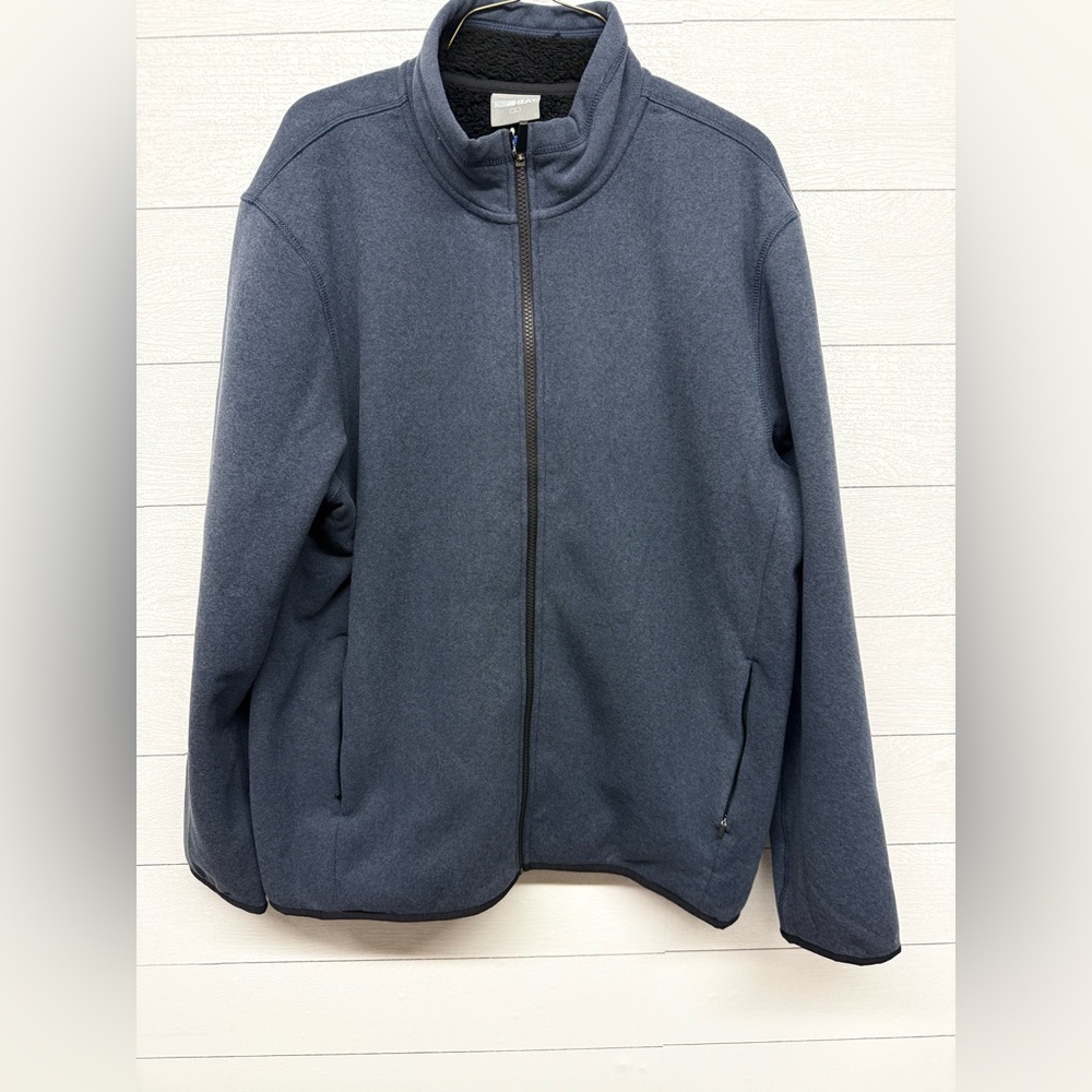32 Degrees Men's Navy Lightweight Zip Up Fleece Lined Sweater large